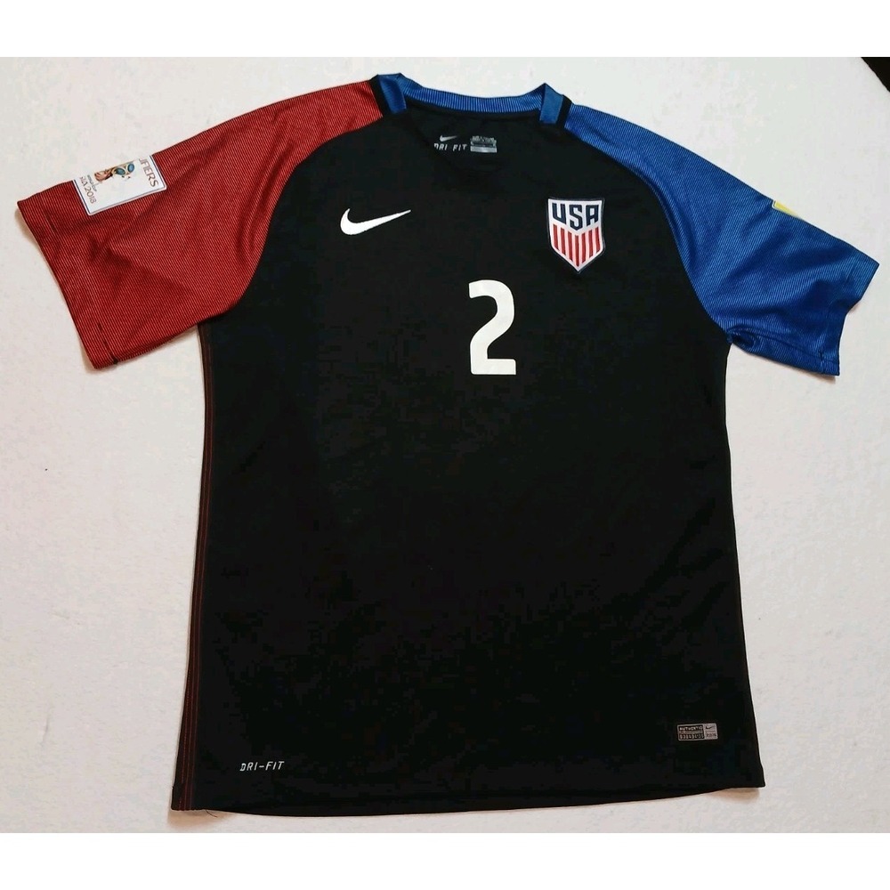Nike USA USMNT 2016 Away Soccer Jersey Black Men's XL Custom #2 LINK Patches